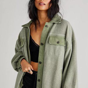 Free People Ruby Jacket Shacket Button Front Oversized Slouchy Collar Small New